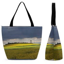 Yanfind Shopping Bag for Ladies Rape Field Agriculture Spring Sky Landscape Fieldscape Ecology Plant Rapeseed Grassland Canola Reusable Multipurpose Heavy Duty Grocery Bag for Outdoors.