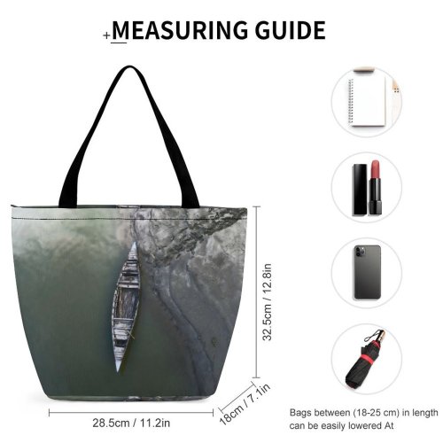Yanfind Shopping Bag for Ladies Above From Boat River Ocean Sea Watercraft Lake Bird's Aerial Shot Reusable Multipurpose Heavy Duty Grocery Bag for Outdoors.