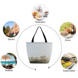 Yanfind Shopping Bag for Ladies Fog Outdoors Stowe Mist Vt Usa Grey Sunrise Dusk Tree Isolated Vermont Reusable Multipurpose Heavy Duty Grocery Bag for Outdoors.