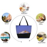 Yanfind Shopping Bag for Ladies Snow Alps France Hiking Silhouette Sky Mountainous Landforms Natural Landscape Range Reusable Multipurpose Heavy Duty Grocery Bag for Outdoors.
