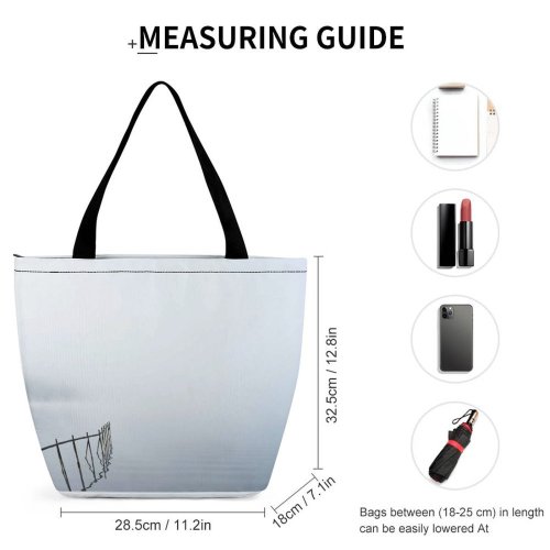 Yanfind Shopping Bag for Ladies Grey Fog Outdoors Mist Building Dock Pier Port Waterfront Lake Earlymorning Morning Reusable Multipurpose Heavy Duty Grocery Bag for Outdoors.