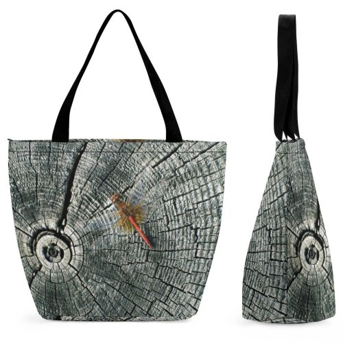 Yanfind Shopping Bag for Ladies Insect Wood Texture Pole Tree Stump Woody Plant Branch Trunk Wheel Reusable Multipurpose Heavy Duty Grocery Bag for Outdoors.