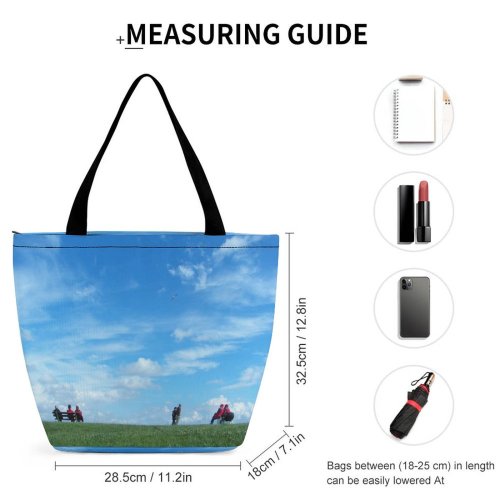 Yanfind Shopping Bag for Ladies Freedom Humans Sea Shore Grass Sky Relaxed Enjoy Enjoying Happy Reusable Multipurpose Heavy Duty Grocery Bag for Outdoors.