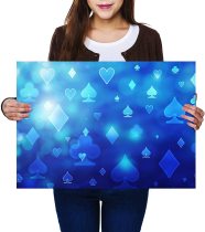 yanfind A2 - Blue Playing Card Pattern Poker Art Print 59.4 X 42 cm 280gsm satin gloss photo paper