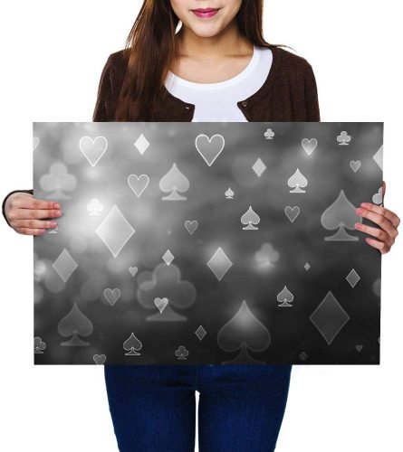 yanfind A2 BW - Playing Card Pattern Poker Art Print 59.4 X 42 cm 280gsm satin gloss photo paper