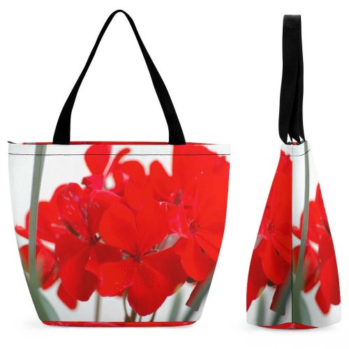 Yanfind Shopping Bag for Ladies Flowers Geranium Dense Flower Flowering Plant Petal Stem Hippeastrum Coquelicot Reusable Multipurpose Heavy Duty Grocery Bag for Outdoors.
