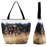 Yanfind Shopping Bag for Ladies Grass Field Fields Grassfield Sunlight Light Backlighting Sky Atmospheric Morning Family Spring Reusable Multipurpose Heavy Duty Grocery Bag for Outdoors.