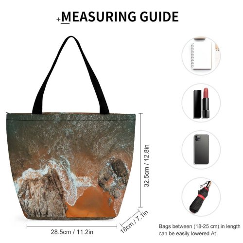 Yanfind Shopping Bag for Ladies Adventure Formation Daylight Travel Stack Beach Outdoors Scenic Seashore High Geology Reusable Multipurpose Heavy Duty Grocery Bag for Outdoors.