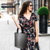 Yanfind Shopping Bag for Ladies Grey Fog Outdoors Mist Road Haze Tree Street Perspective Trip Silhouette Woodland Reusable Multipurpose Heavy Duty Grocery Bag for Outdoors.