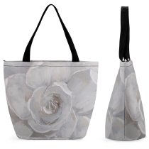 Yanfind Shopping Bag for Ladies Grey Flower Plant Rose Petal Outdoors Public Domain Reusable Multipurpose Heavy Duty Grocery Bag for Outdoors.