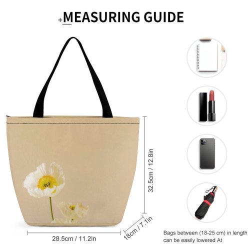 Yanfind Shopping Bag for Ladies Flower Plant Daisy Daisies Anther Petal Pasture Song Farm Ridge Road Reusable Multipurpose Heavy Duty Grocery Bag for Outdoors.