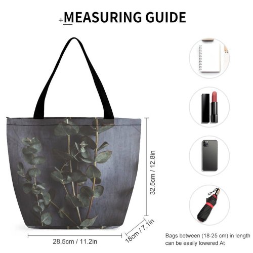 Yanfind Shopping Bag for Ladies Grey Foliage Branch Leaves Tree Eucalyptus Stem HQ Backdrop Flatlay Plant Creative Reusable Multipurpose Heavy Duty Grocery Bag for Outdoors.