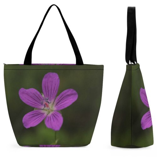 Yanfind Shopping Bag for Ladies Flower Forest Wild Violet Flowering Plant Petal Woodsorrel Cranesbill Geraniaceae Geraniales Geranium Reusable Multipurpose Heavy Duty Grocery Bag for Outdoors.