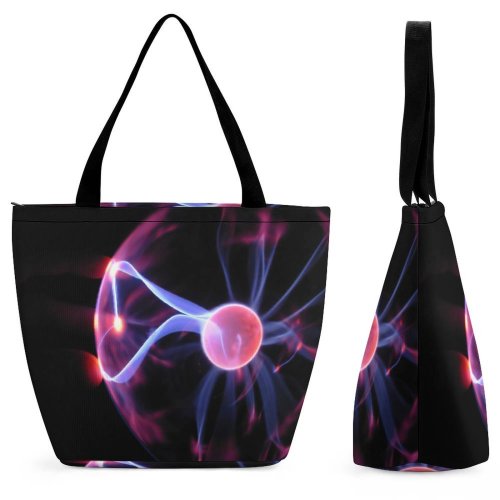 Yanfind Shopping Bag for Ladies Light Powerful Electrical Electricity Bolt Thunder Force Darkness Energy Current Fingers Reusable Multipurpose Heavy Duty Grocery Bag for Outdoors.