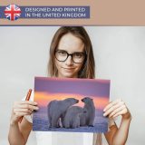 yanfind A4 - Happy Family Polar Bear Winter Sunset Art Print 29.7 X 21 cm 280gsm satin gloss photo paper