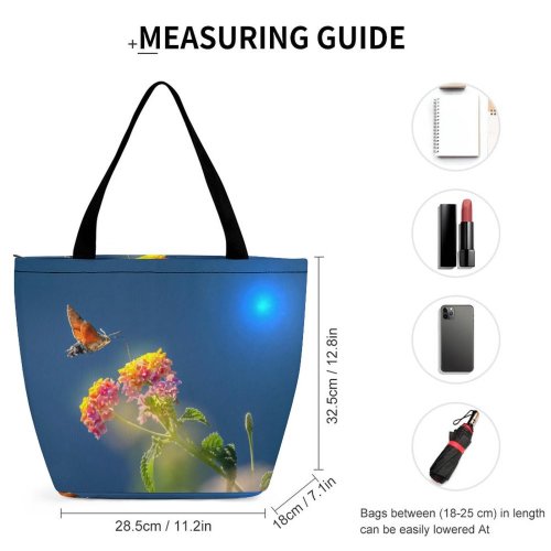 Yanfind Shopping Bag for Ladies Greece Plant Insect Birds Corfu Leaf Invertebrate Flying Wildlife Warm Hummingbird Hawkmoths Reusable Multipurpose Heavy Duty Grocery Bag for Outdoors.