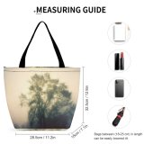 Yanfind Shopping Bag for Ladies Fog Outdoors Mist Tree Light Silhouette Foggy Plant Reusable Multipurpose Heavy Duty Grocery Bag for Outdoors.