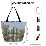 Yanfind Shopping Bag for Ladies Glass Office Buildings Building Houses Architecture Sunlight Reflection Reflections Window Reusable Multipurpose Heavy Duty Grocery Bag for Outdoors.