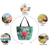 Yanfind Shopping Bag for Ladies Flower Plant Rose Geranium Petal Vegetation Englishrose Garden Carnation Reusable Multipurpose Heavy Duty Grocery Bag for Outdoors.