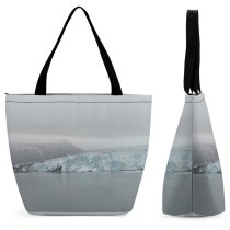 Yanfind Shopping Bag for Ladies Grey Outdoors Snow Alaska Usa Reusable Multipurpose Heavy Duty Grocery Bag for Outdoors.