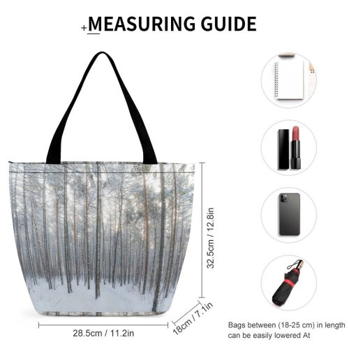 Yanfind Shopping Bag for Ladies Grey Forest Winter Tree Plant Outdoors Vegetation Land Flora Snow Birch Landscape Reusable Multipurpose Heavy Duty Grocery Bag for Outdoors.