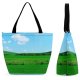 Yanfind Shopping Bag for Ladies Grass Field Landscape Grassland Natural Pasture Sky Meadow Reusable Multipurpose Heavy Duty Grocery Bag for Outdoors.