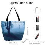 Yanfind Shopping Bag for Ladies Fog Outdoors Mist Path Public Domain Reusable Multipurpose Heavy Duty Grocery Bag for Outdoors.