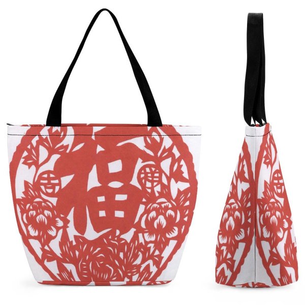 Yanfind Shopping Bag for Ladies Happiness China Reusable Multipurpose Heavy Duty Grocery Bag for Outdoors.