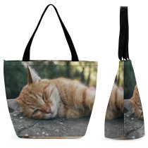 Yanfind Shopping Bag for Ladies Young Pet Funny Kitten Portrait Curiosity Cute Little Sleep Cat Whisker Reusable Multipurpose Heavy Duty Grocery Bag for Outdoors.