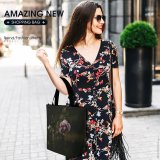 Yanfind Shopping Bag for Ladies Flower Plant Rose Garden Outdoor Geranium Grey Reusable Multipurpose Heavy Duty Grocery Bag for Outdoors.