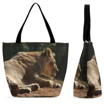 Yanfind Shopping Bag for Ladies Lion Atlanta Female Vertebrate Wildlife Felidae Terrestrial Big Cats Carnivore Reusable Multipurpose Heavy Duty Grocery Bag for Outdoors.
