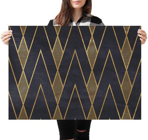 yanfind A1 | Black Gold Art Deco Poster Art Print 60 x 90cm 180gsm Elegant