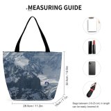 Yanfind Shopping Bag for Ladies Paragliding Flying Mountains High Snow Mountainous Landforms Range Ridge Glacial Reusable Multipurpose Heavy Duty Grocery Bag for Outdoors.