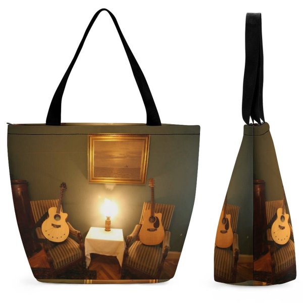 Yanfind Shopping Bag for Ladies Acoustic Design Lamp Home Guitar Guitars Table Room Light Still Sofa Reusable Multipurpose Heavy Duty Grocery Bag for Outdoors.