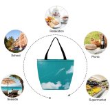 Yanfind Shopping Bag for Ladies Above Daylight Boat Drone From Attersee Sea Outdoors Motorboat Lake Bird's Reusable Multipurpose Heavy Duty Grocery Bag for Outdoors.