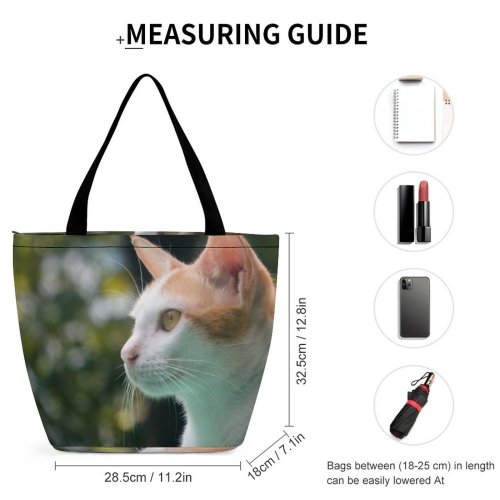 Yanfind Shopping Bag for Ladies Young Pet Portrait Whiskers Cute Focus Adorable Staring Furry Bokeh Cat Reusable Multipurpose Heavy Duty Grocery Bag for Outdoors.