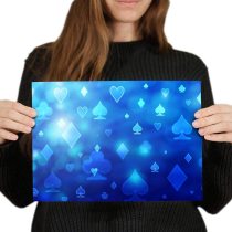 yanfind A4 - Blue Playing Card Pattern Poker Art Print 29.7 X 21 cm 280gsm satin gloss photo paper