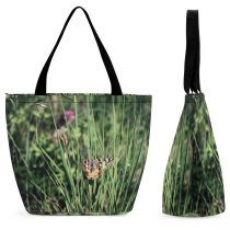 Yanfind Shopping Bag for Ladies Grass Plant Invertebrate Summer Hamburg Deutschland Insect Butterfly Arachnid Bee Honey Reusable Multipurpose Heavy Duty Grocery Bag for Outdoors.