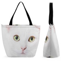 Yanfind Shopping Bag for Ladies Young Pet Funny Kitten Portrait Curiosity Cute Little Staring Cat Pretty Reusable Multipurpose Heavy Duty Grocery Bag for Outdoors.