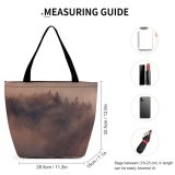 Yanfind Shopping Bag for Ladies Fog Outdoors Mist Grey Wood Forest Reusable Multipurpose Heavy Duty Grocery Bag for Outdoors.