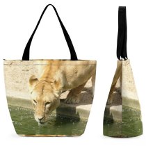 Yanfind Shopping Bag for Ladies Lion Africa Artis Vertebrate Felidae Wildlife Terrestrial Big Cats Carnivore Reusable Multipurpose Heavy Duty Grocery Bag for Outdoors.