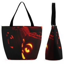 Yanfind Shopping Bag for Ladies Pumpkin Halloween Lantern Scary Carved Heat Light O' Lighting Carving Plant Reusable Multipurpose Heavy Duty Grocery Bag for Outdoors.