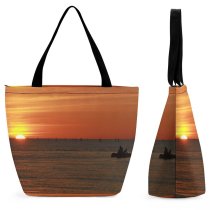 Yanfind Shopping Bag for Ladies Sundown Clouds Fehmarn Thunder Evening Horizon Sky Sunset Sunrise Afterglow Morning Reusable Multipurpose Heavy Duty Grocery Bag for Outdoors.