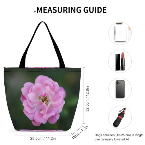 Yanfind Shopping Bag for Ladies Flower Geranium Plant Pollen Petal Rose Purple Peony Creative Commons Reusable Multipurpose Heavy Duty Grocery Bag for Outdoors.