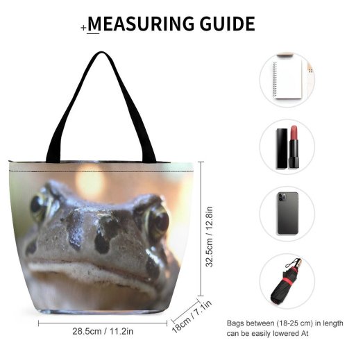 Yanfind Shopping Bag for Ladies Frog Bull Amphibian Reptiles Face Toad TRUE Snout Macro Eleutherodactylus Reusable Multipurpose Heavy Duty Grocery Bag for Outdoors.