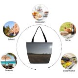 Yanfind Shopping Bag for Ladies Grey Grass Field Outdoors Plant Portland Usa Sky Sunlight Grassland Gold Reusable Multipurpose Heavy Duty Grocery Bag for Outdoors.