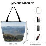 Yanfind Shopping Bag for Ladies Hills Summer Alone Explorer Morning Mountains Lika Croatia Mountainous Landforms Highland Reusable Multipurpose Heavy Duty Grocery Bag for Outdoors.