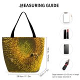 Yanfind Shopping Bag for Ladies Sunflowers Bee Flower Honeybee Pollen Seed Plant Membrane Winged Insect Reusable Multipurpose Heavy Duty Grocery Bag for Outdoors.