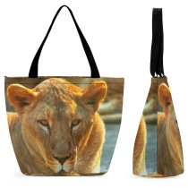 Yanfind Shopping Bag for Ladies Lion Lioness Tigress Stare Gaze Wild Look Eyes Anger Hungry Scary Reusable Multipurpose Heavy Duty Grocery Bag for Outdoors.