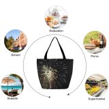 Yanfind Shopping Bag for Ladies Th July Independence Fireworks Fire Sparks Washington River Darkness Night Midnight Reusable Multipurpose Heavy Duty Grocery Bag for Outdoors.